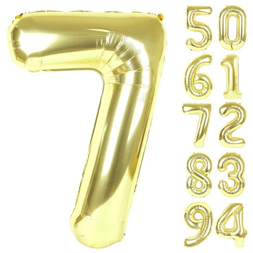Champagne Gold 7 Balloon, Number Balloons 40 Inch, Light Gold 7th Birthday Decorations for Girls Kids, Party Decoration for Women, Number 7 Balloon