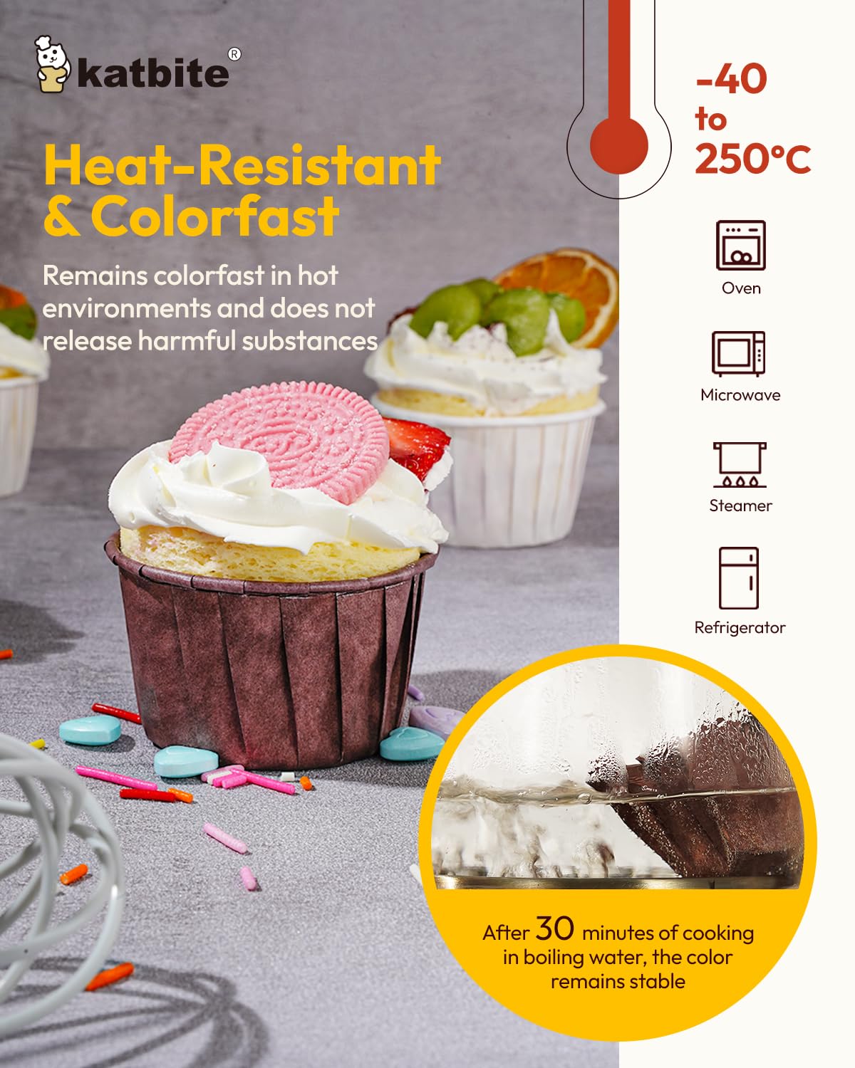 Katbite Parchment Cupcake Liners Standard Size 150PCS, Christmas Cupcake Liners, Muffin Baking Liners, Heavy Duty Greaseproof Wrappers for Bakery, Birthday Party