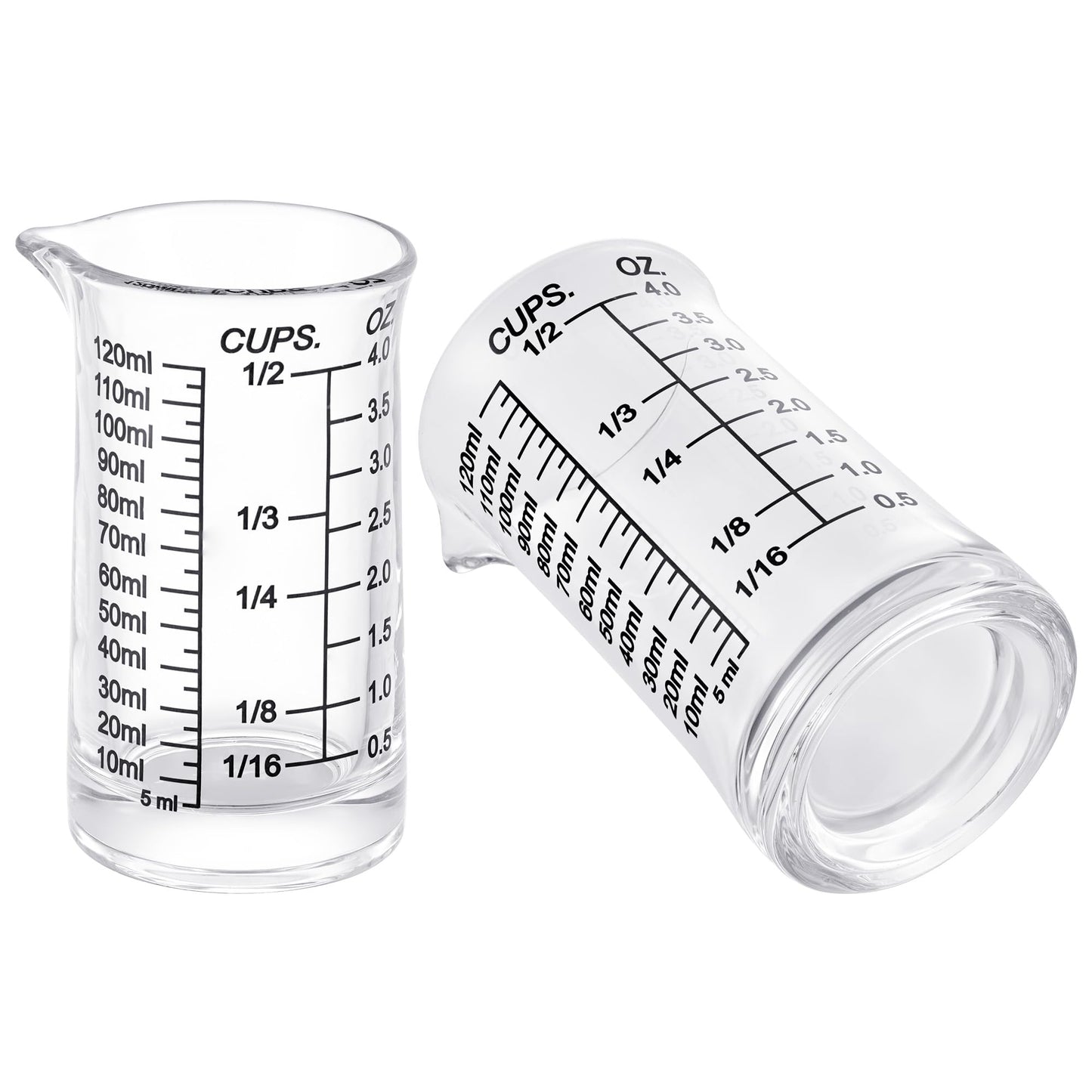 Ackers 4oz Glass Measuring Cup – Shot Glass with Ounce,Ml,Cups Markings for Kitchen & Bar(Red Line)