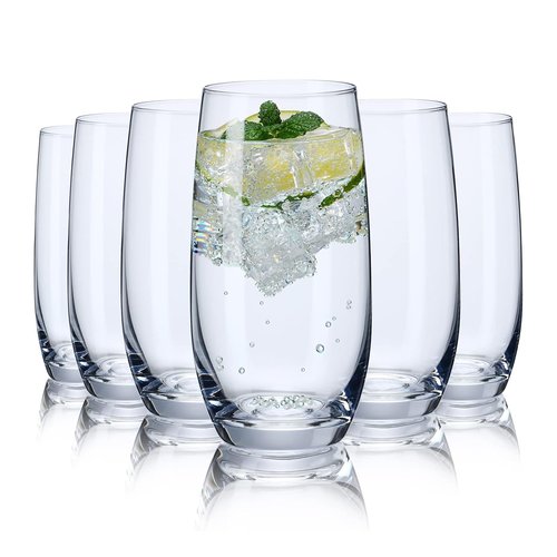 CUKBLESS Drinking Glasses Set of 6, Crystal Highball Water Glasses, Glass Cups for Water, Juice, Beverage, Mojito, Mixed Drinks, Cocktail Glass Set，13 Oz