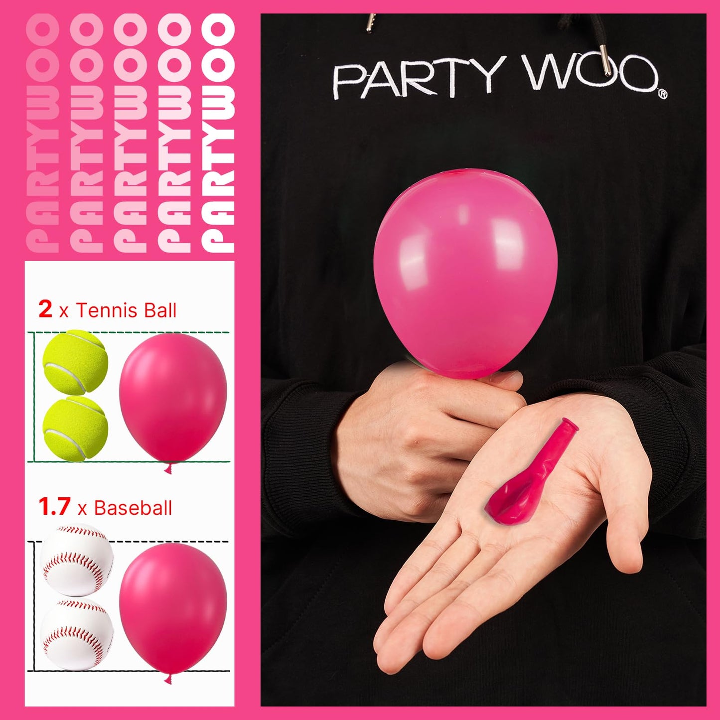 PartyWoo Hot Pink Balloons 100pcs 5 Inch Magenta Fuchsia Balloons for Baby Shower Gender Reveal Engagement Bachelorette Wedding Bridal Shower Anniversary Birthday Party Decorations Pink-Y12