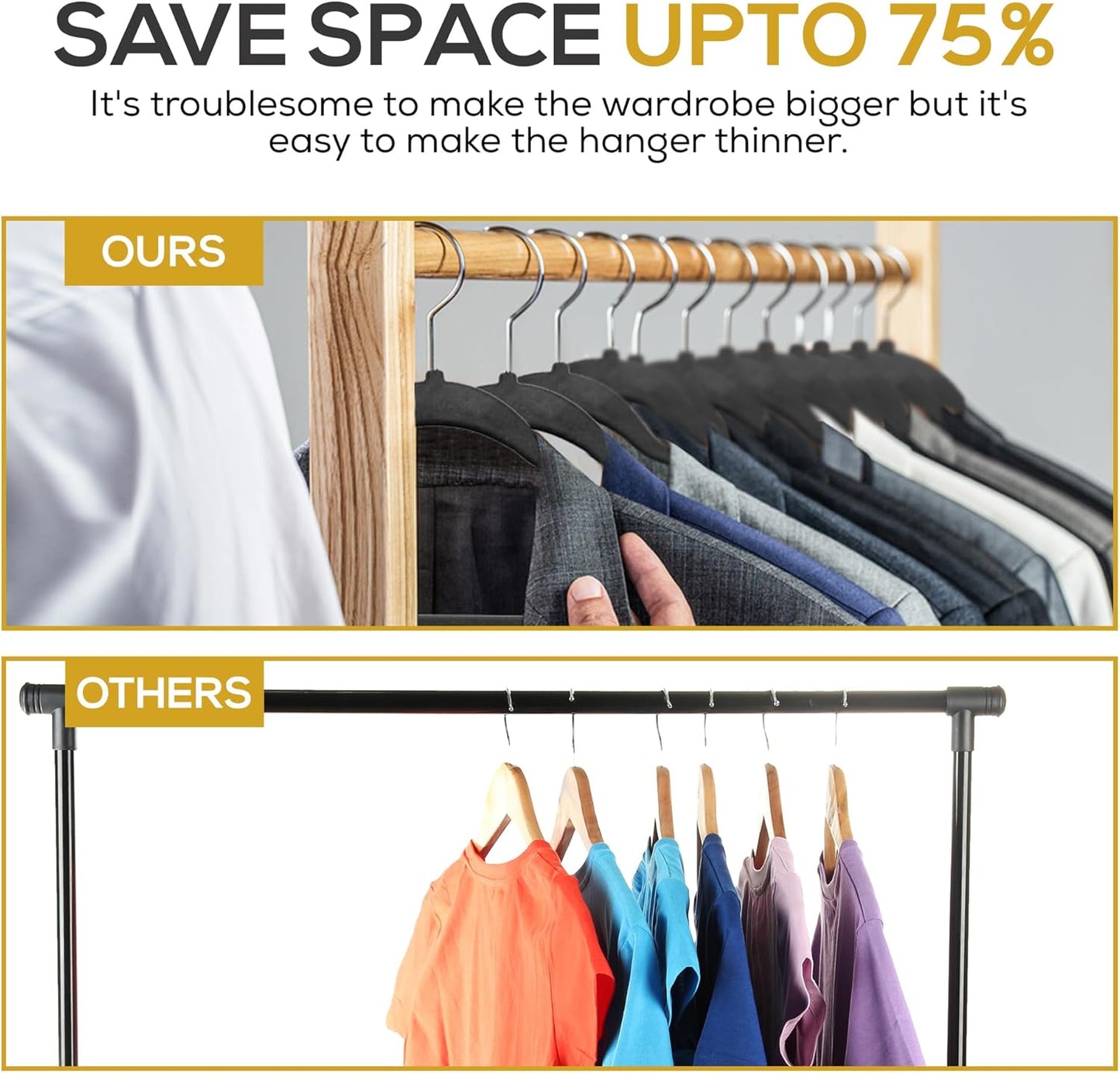 Techzoo Velvet Hangers - Ultra Thin Non-Slip Space-Saving Design | 50 Pack, Heavy Duty, Black