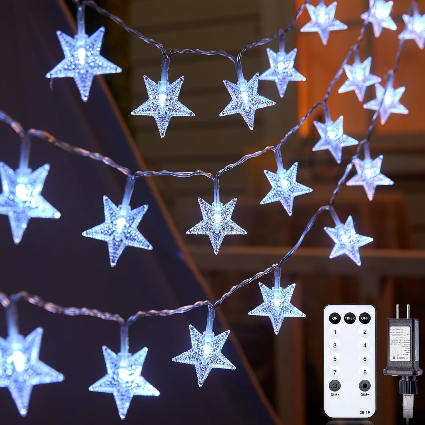 Star String Lights - 33 ft 100 LED Waterproof Fairy Lights with Remote & Timer | Perfect for Bedroom, Patio, Party