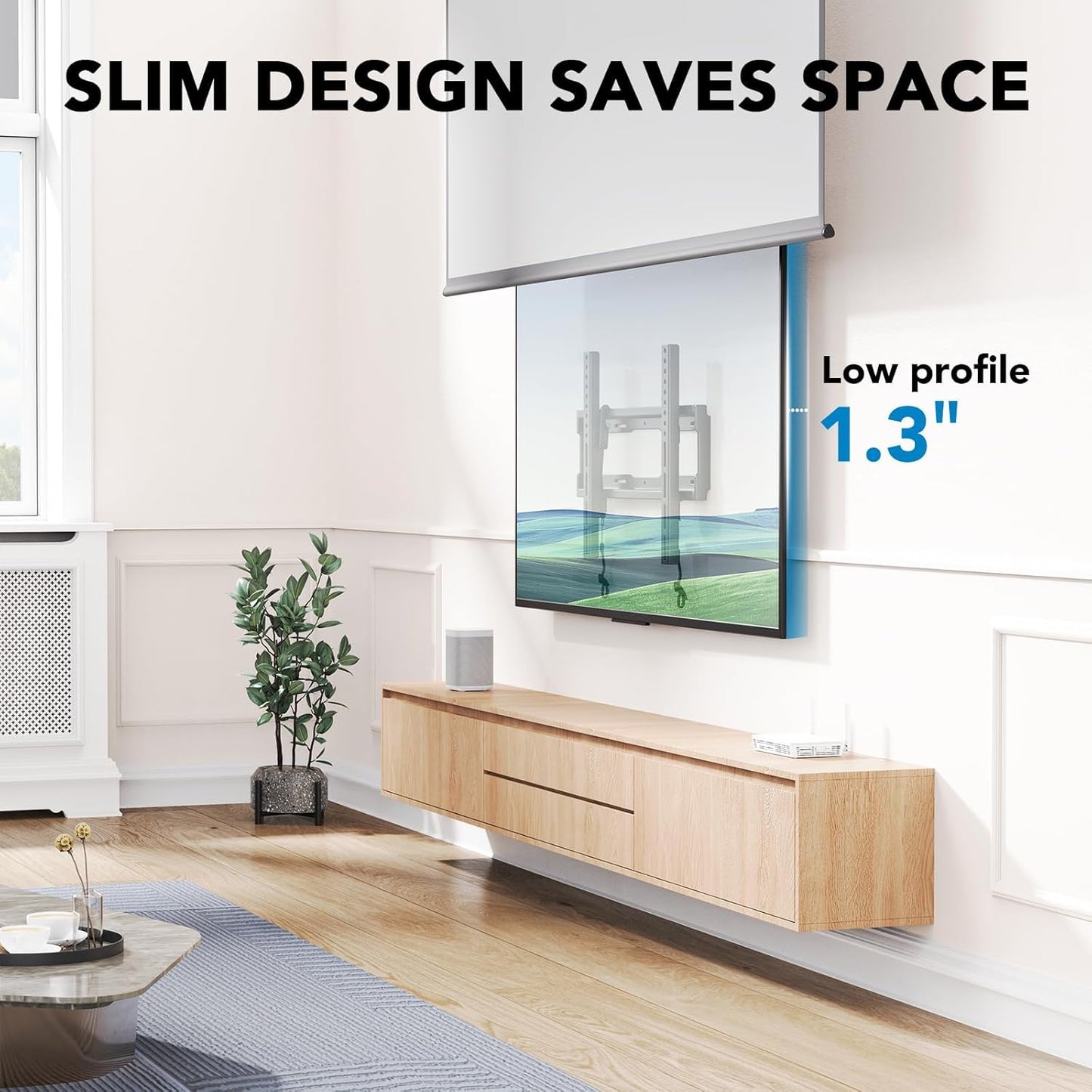 Pipishell Tilt TV Wall Mount Bracket - Low Profile for 23-55 Inch TVs | Anti-Glaring 8° Tilt, Max 99lbs
