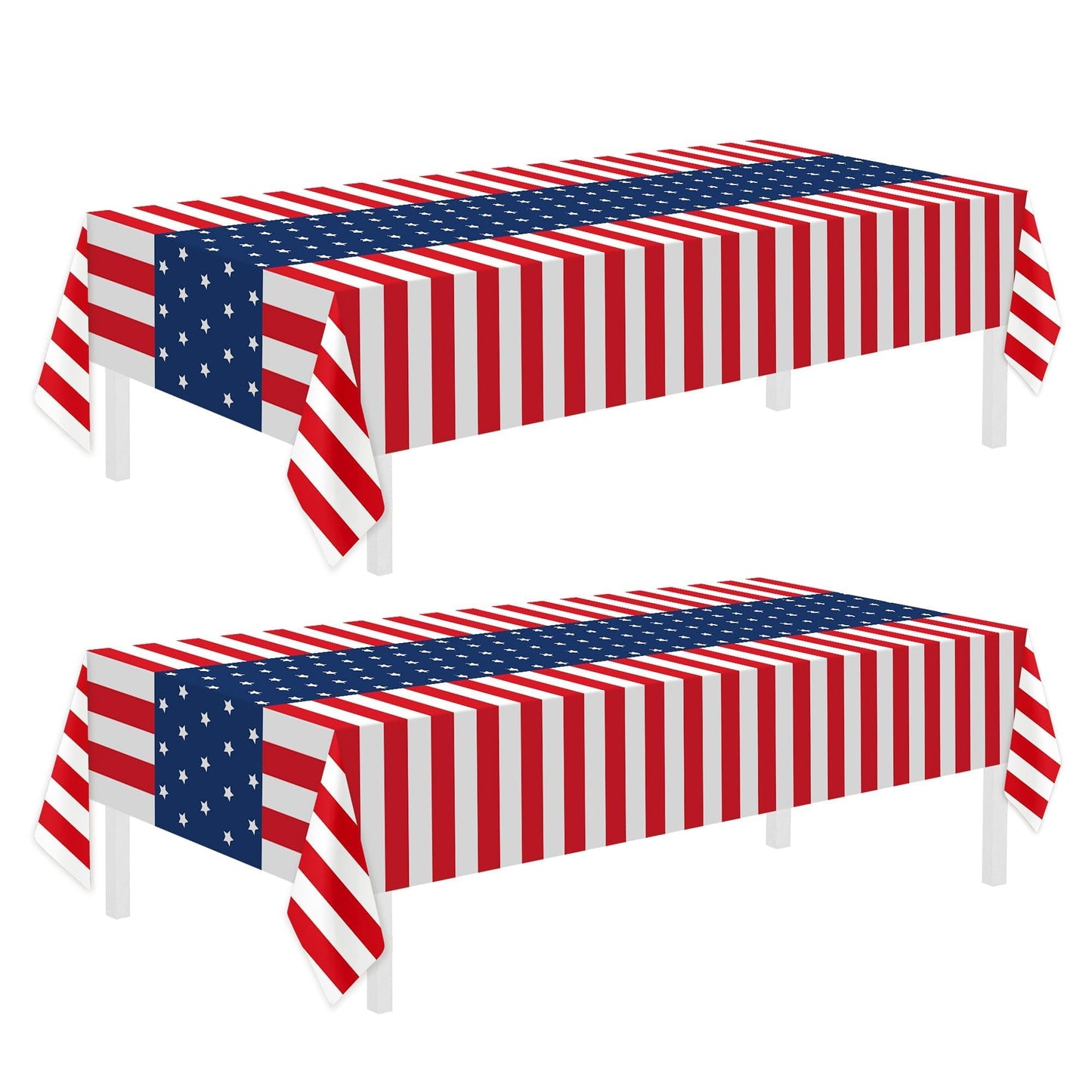 Childom 2 Pack Patriotic Tablecloths,Patriotic Decorations 54" x 108" Disposable American Flag Tablecloths for Event Accessories,Plastic Table Cloth for Veterans,July 4th,Picnic,Dinner,Party Supplies