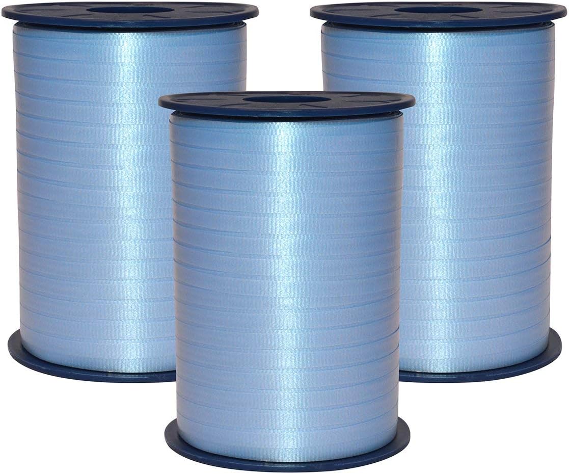 Light Blue Crimped Curling Ribbon 3/16" x 1500 YD - Perfect for Gift Wrapping, Birthday & Christmas Decorations