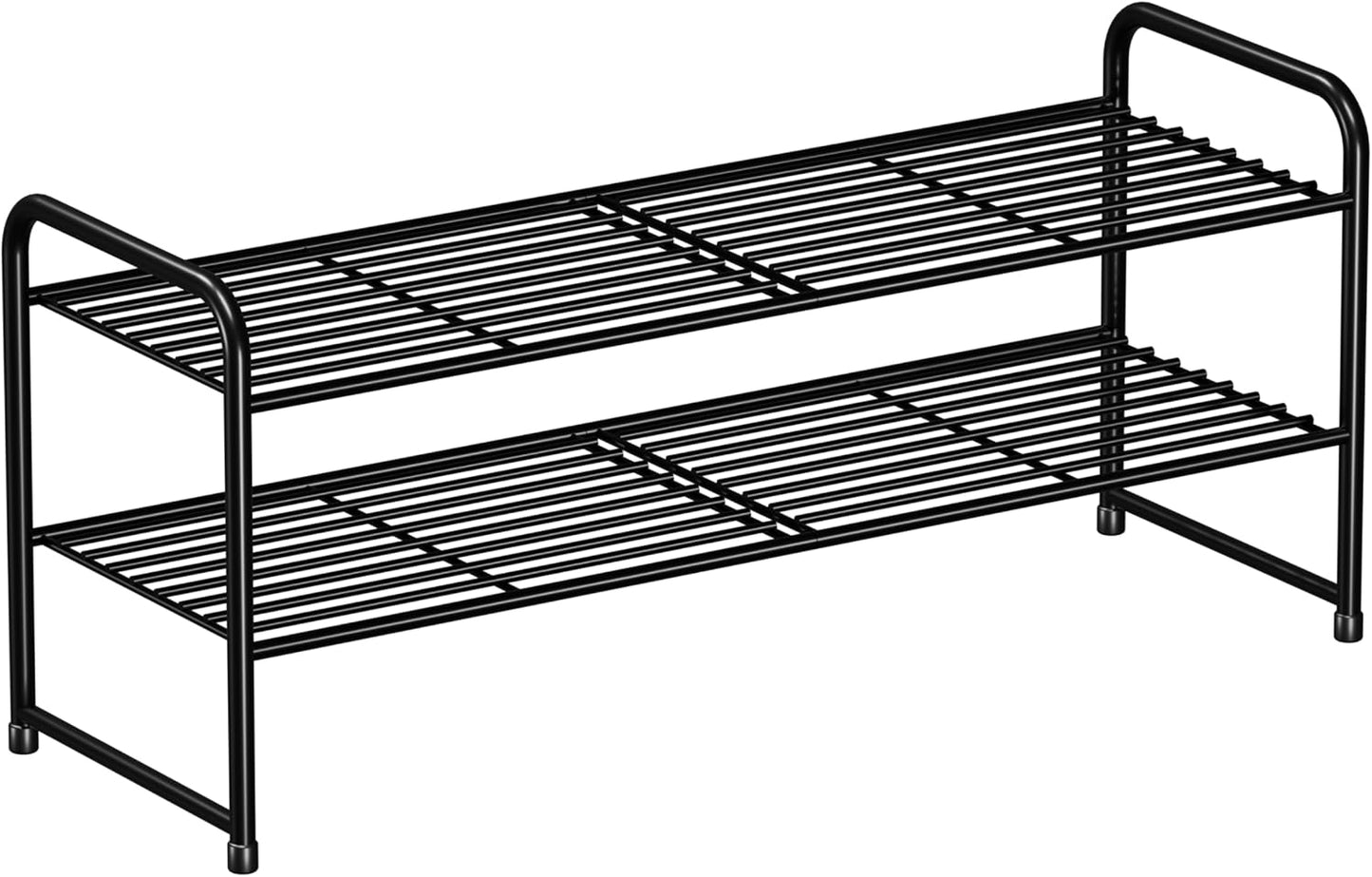 SUFAUY Shoe Rack - 2-Tier Heavy Duty Metal Organizer | 33" Wide, Stackable, Black Finish