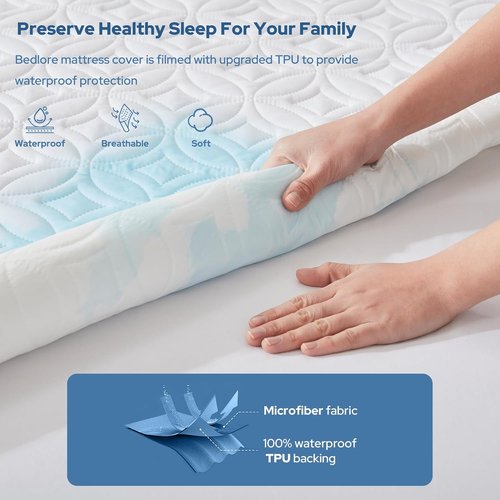 BEDLORE Waterproof Mattress Protector - Soft Breathable Twin XL Pad with Deep Pocket (White)