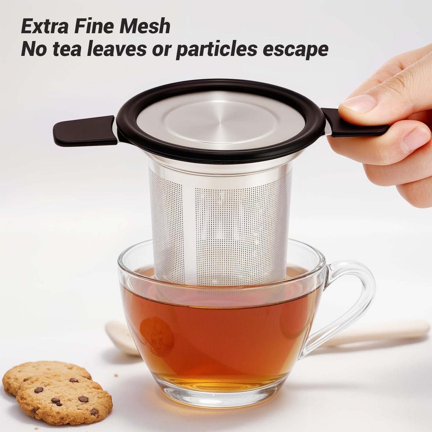 Tifanso Stainless Steel Tea Infuser Steeper Strainer for Loose Leaf Tea, Fine Mesh Reusable Diffusers Ball Bag Filter Holder with Heat Proof Handles for Teapots, Mugs, Cups