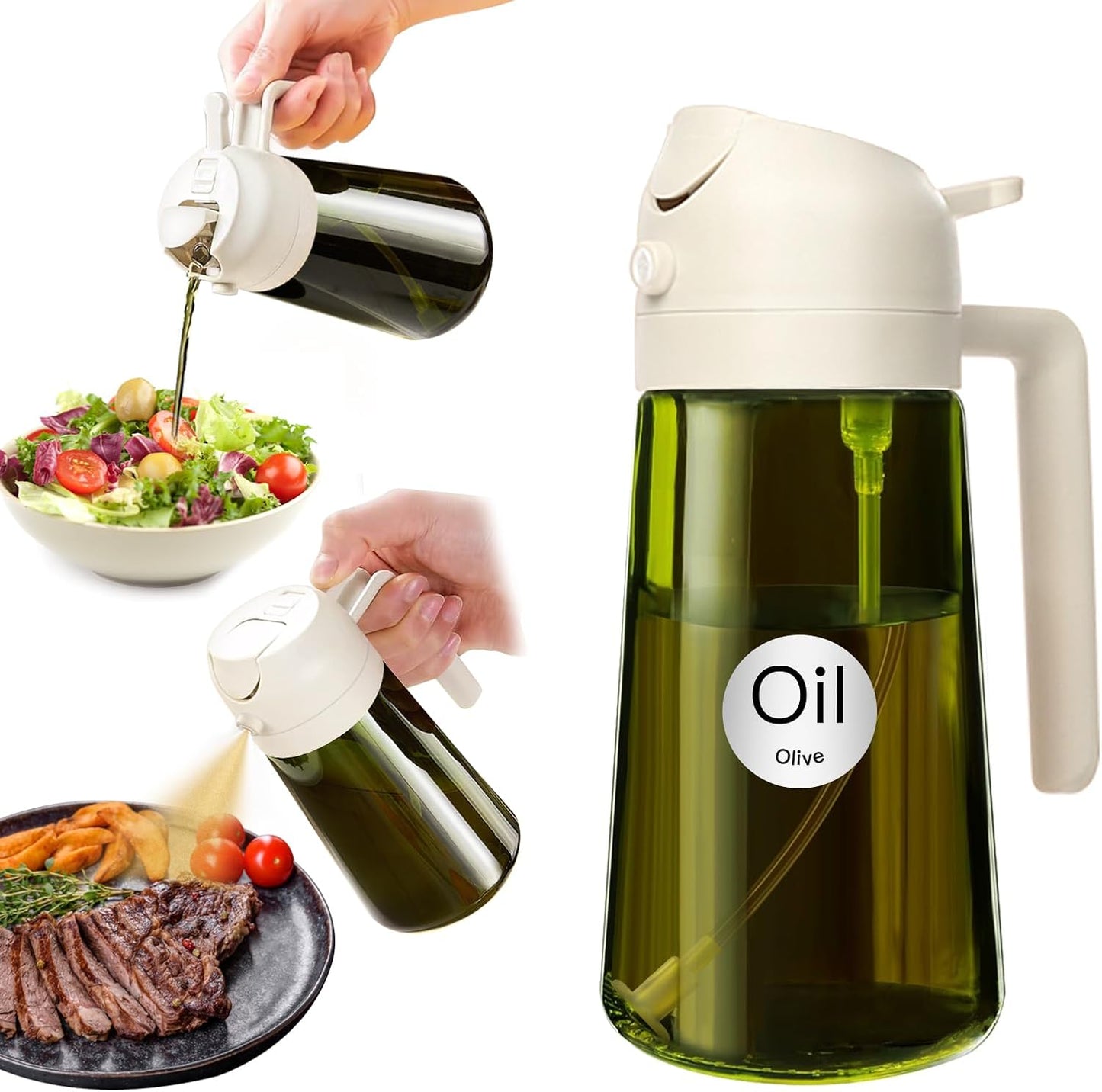 YARRAMATE Light-Blocking Dark Oil Sprayer - 16oz Premium Olive Oil Dispenser Bottle | Food-Grade Glass for Cooking