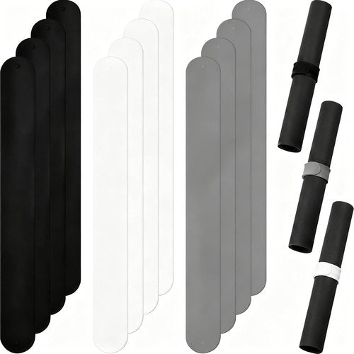 Charniol Wrapping Paper Roll Holder - 12-Piece Silicone Covered Metal Strips | 1 x 9 Inch Stabilizer in Black, White, Gray