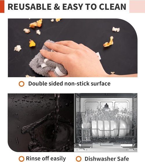 Heavy Duty Oven Liners by [Brand Name] - 2 Pack Reusable Mats, 17"x25", BPA & PFOA Free, Black