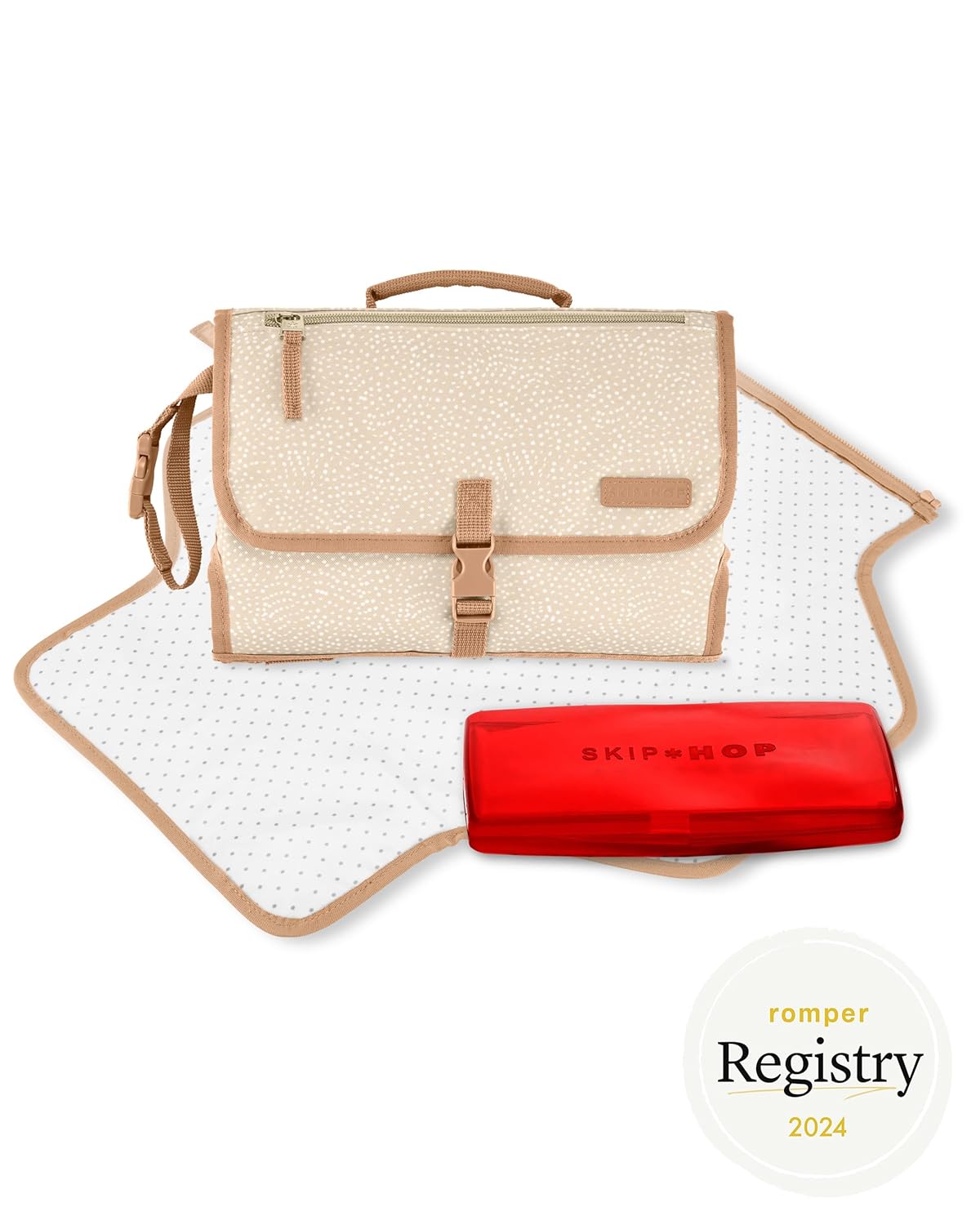 Skip Hop Portable Baby Changing Pad - Pronto Design in Beige Swirl Dot for On-the-Go Convenience