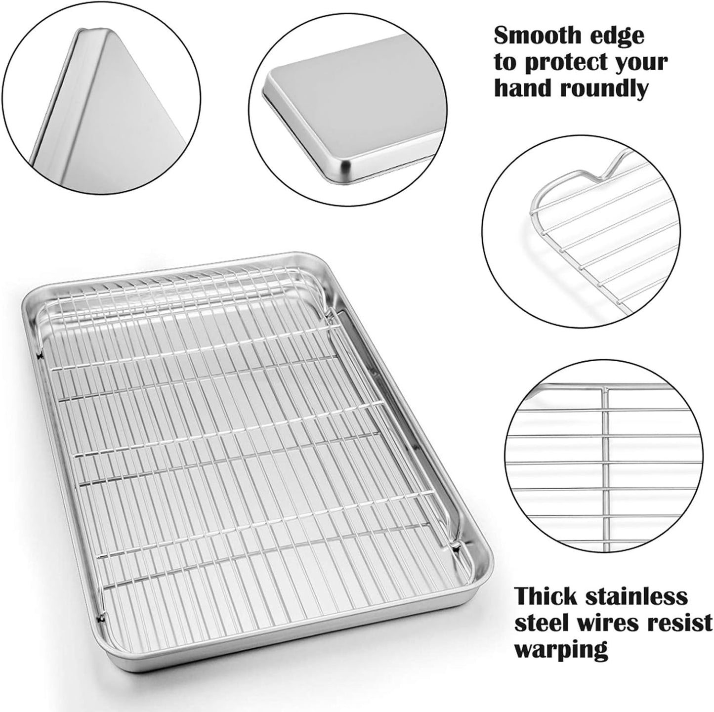 P&P CHEF Stainless Steel Baking Sheet Set - 19.6 Inch Cookie Sheets with Racks | Oven & Dishwasher Safe