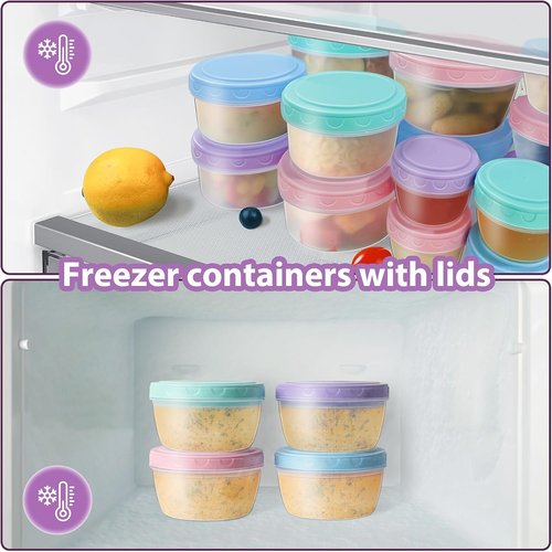 32 PCS Freezer Storage Containers - BPA-Free Plastic Soup Jars with Lids | Leakproof & Microwave Safe