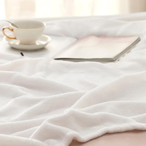 Bedsure GentleSoft Fleece Bed Blanket - Cozy Plush Microfiber Full Size White, 84x90 Inches