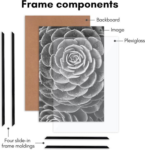 Americanflat 13x19 Picture Frame - Polished Front Cover & Buildable Molding - Black Fusion Collection