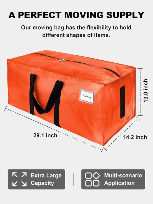 HOMESURE 12 Pack Large Water-Resistant Moving Bags - Heavy Duty Storage Totes with Zippers & Handles | Space-Saving Design