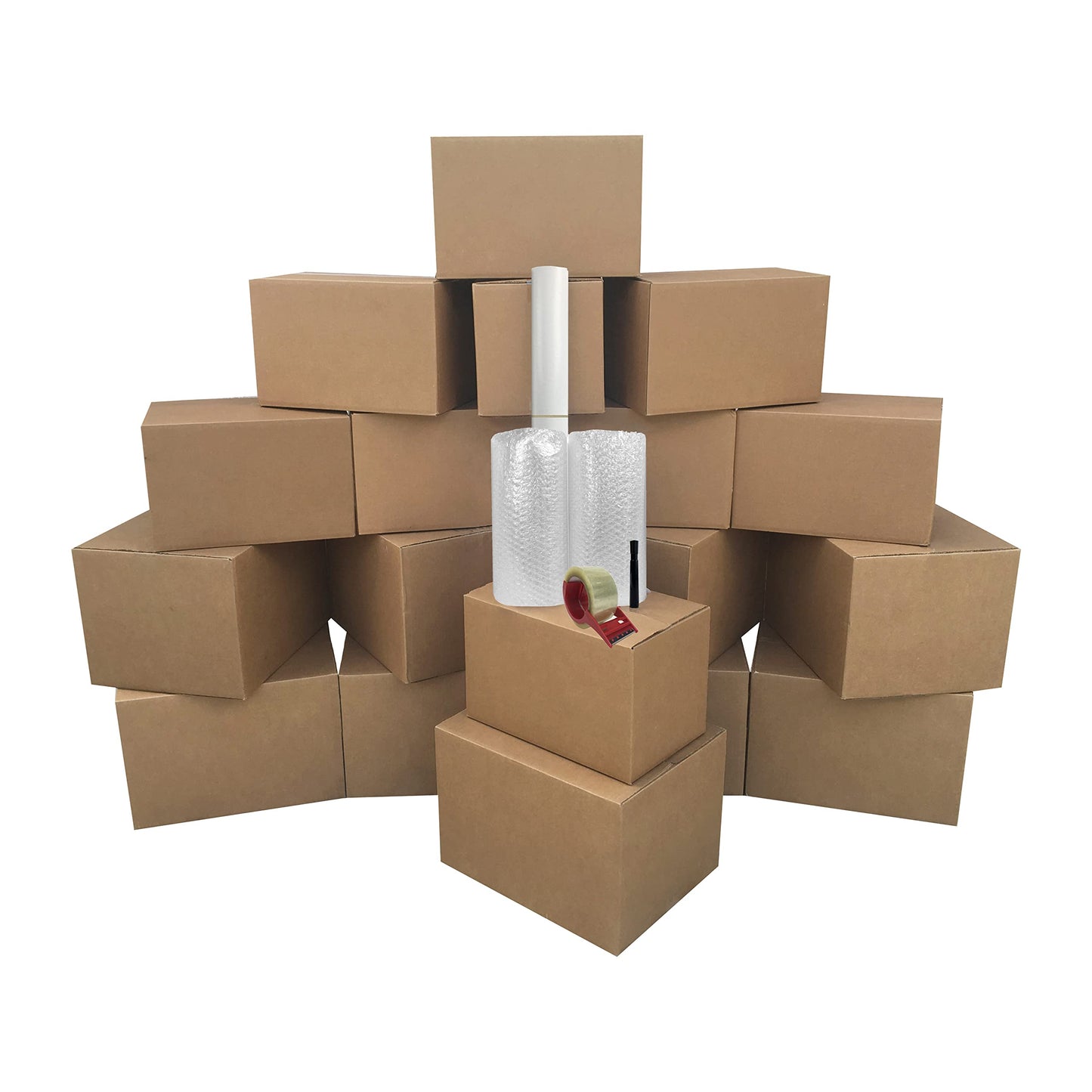 UBMOVE Basic Moving Boxes Kit #1, 1 to 2 Bedroom Kit, 18 Boxes and Supplies, Small Spaces Moving Kit, Packaging & Storage Boxes, Bubble Roll, Tape, Packing Paper, Apartment Moving Supplies