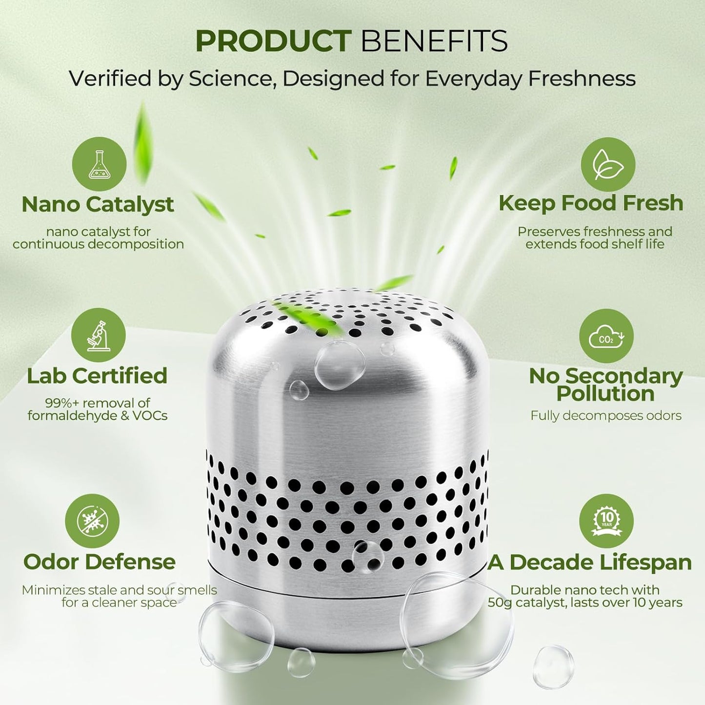 Skiennix Fridge Deodorizer - Long-Lasting Odor Eliminator with Nano Catalyst Technology | 10-Year Lifespan