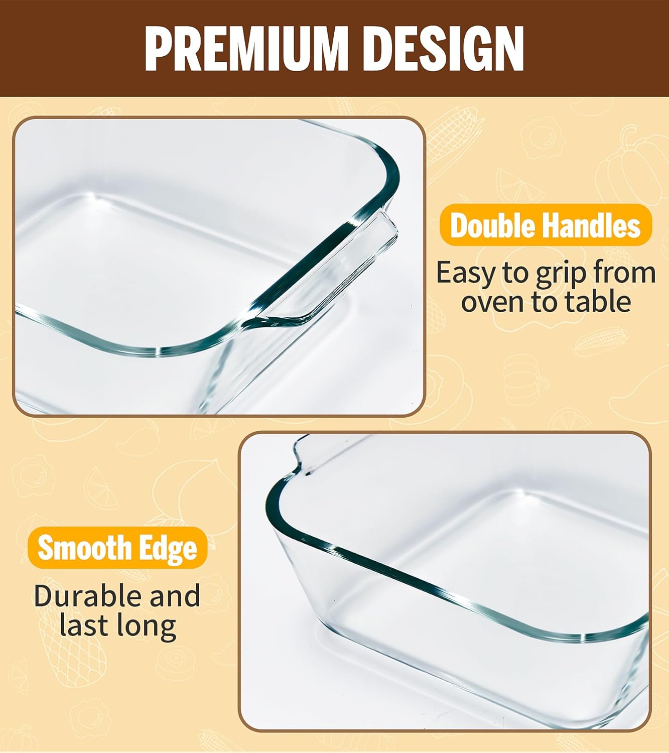 Regine Switzerland 6"x6" Baking Pan Set - Durable Glass Bakeware for Casseroles & Brownies | Perfect for Oven, Microwave & Air Fryer