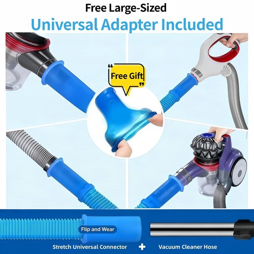Dryer Vent Cleaner Kit - Universal Vacuum Hose Attachment & Lint Brush, Effectively Clean Clogged Dryer Ducts, Fit Most Vacuums for Dryer, Refrigerator Coils & Behind Appliances (Blue)