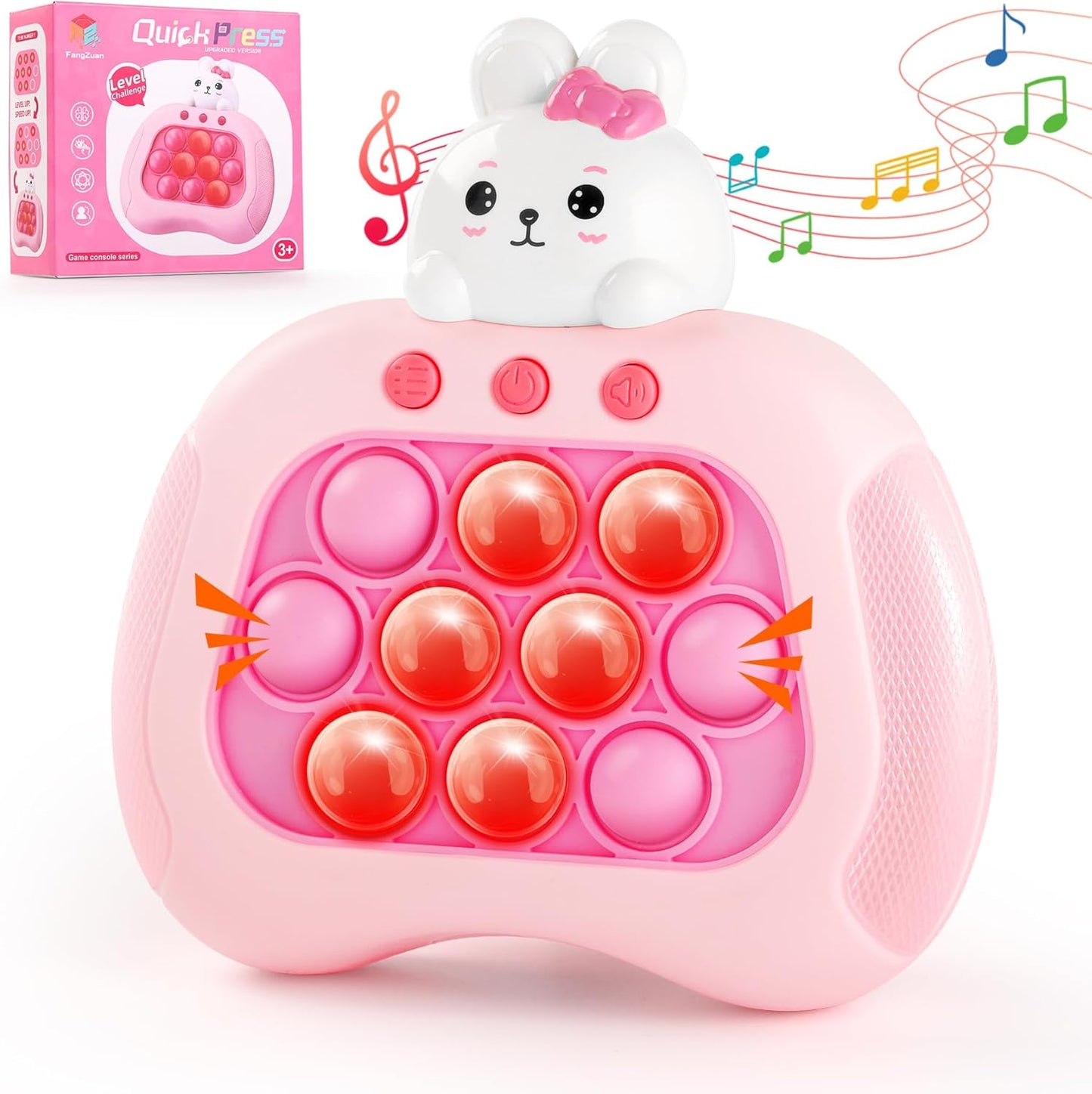 Skiennix Easter Bunny Pop Push Game - Sensory Fidget Toy for Kids | Light Up Fun for Easter Baskets