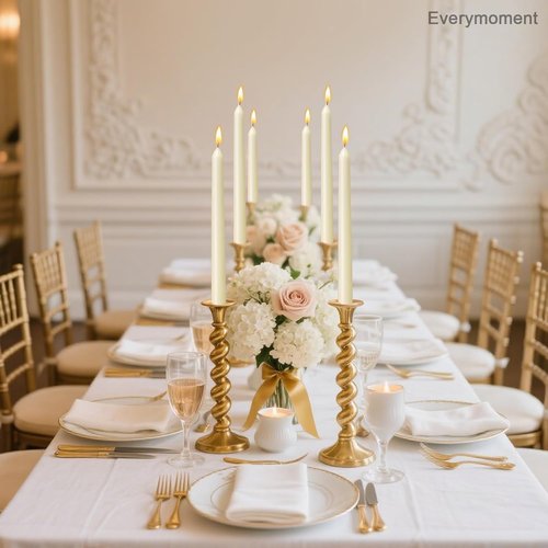 Everymoment Ivory Taper Candles - Dripless & Smokeless 10-Inch Candlesticks | 4 Pack Unscented Cream for Weddings & Home Decor