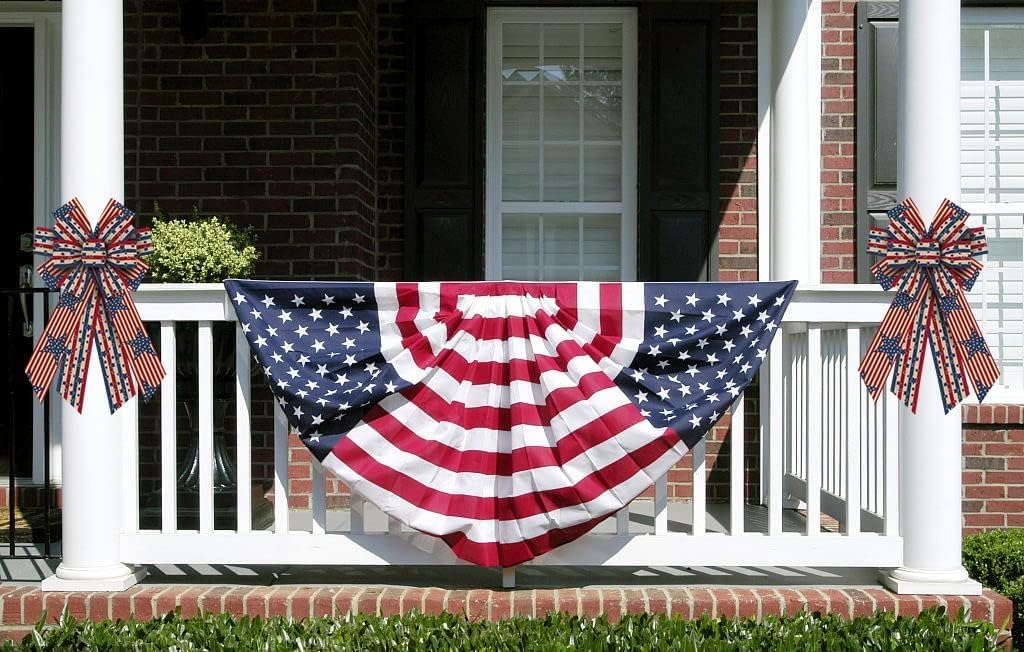 Skiennix Large Patriotic Bows - 4th of July Wreath Decor with American Stars & Stripes
