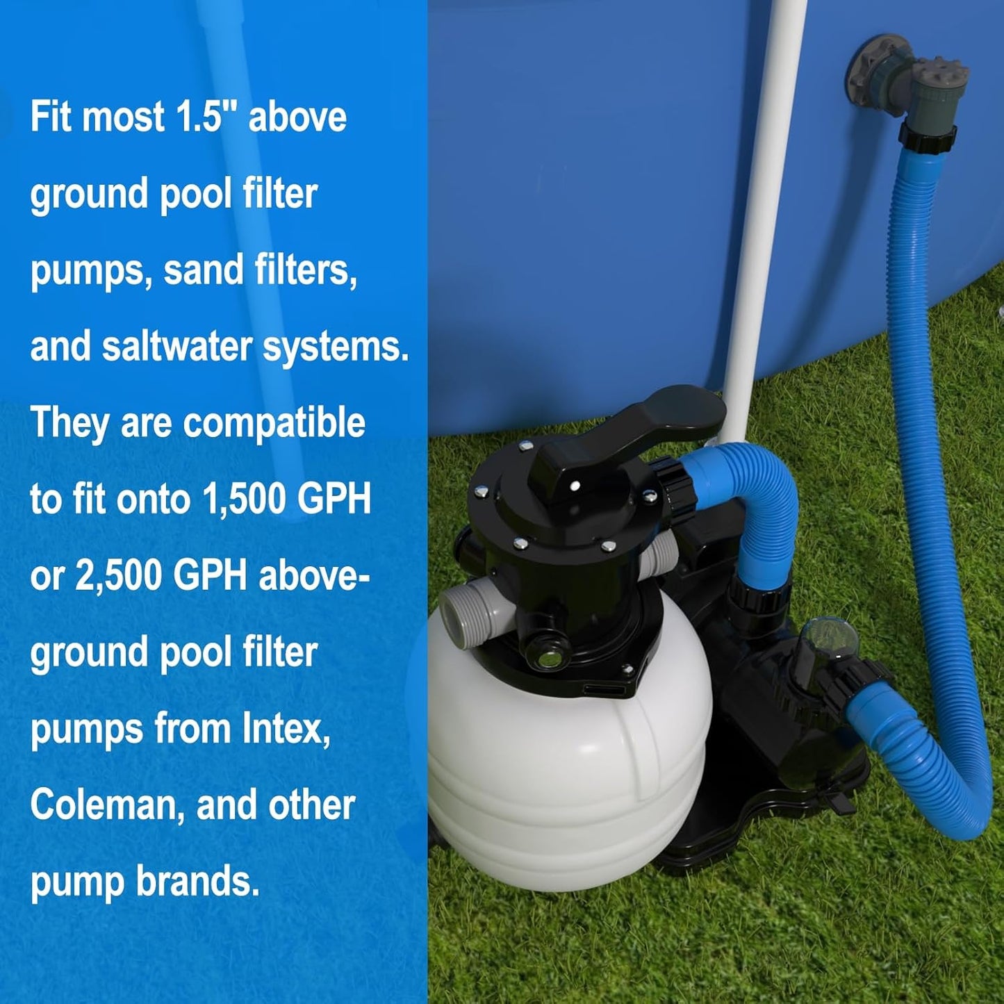 Skiennix Pool Hose Replacement - 1.5" x 40" | Pack of 2 for Above Ground Pools & Saltwater Systems