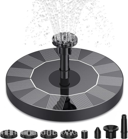 AISITIN Solar Bird Bath Fountain Pump - 6 Nozzles for Outdoor Gardens, Ponds & Pools | Solar Powered Water Feature