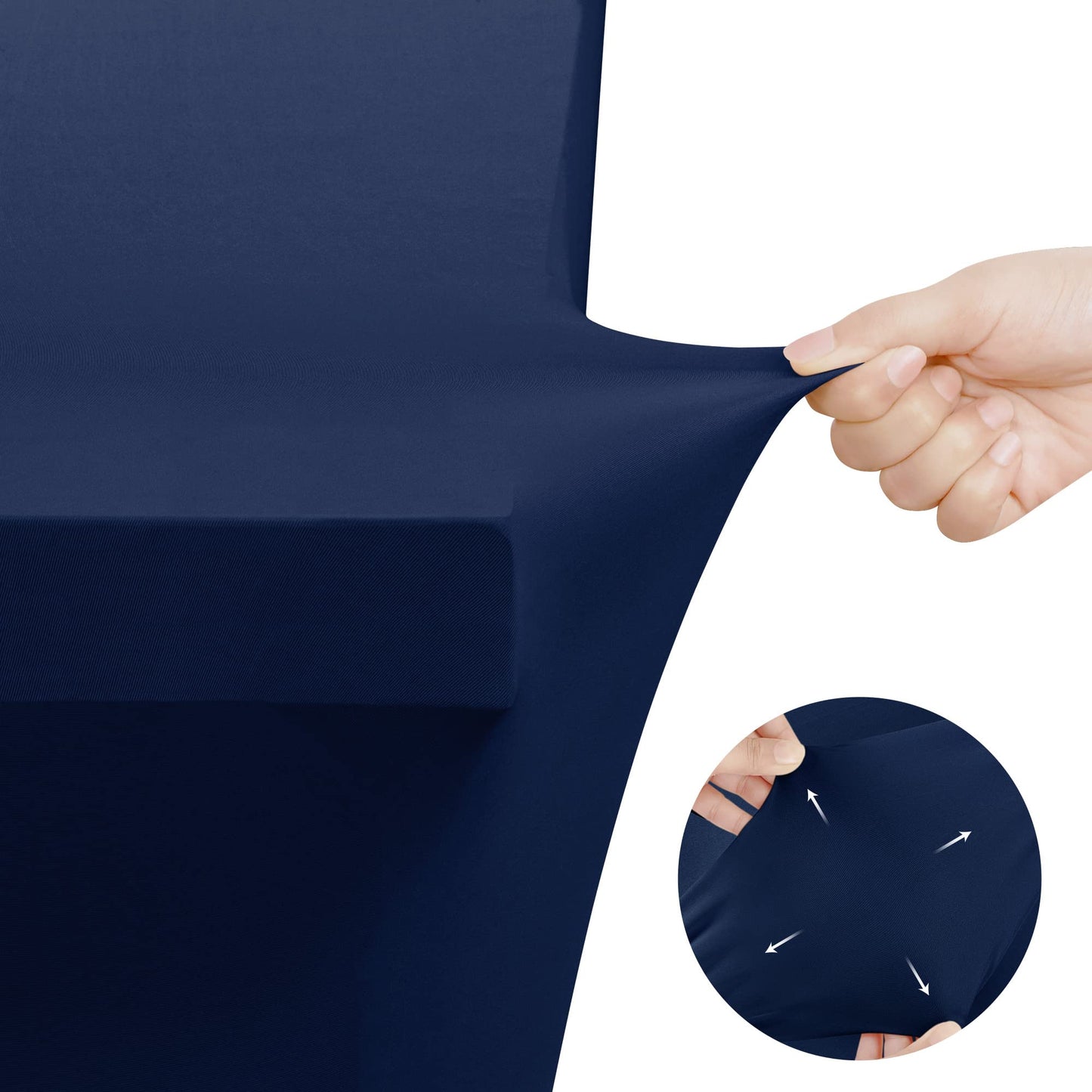 Utopia Kitchen Spandex Tablecloth 10 Pack [8FT, Navy Blue] Tight, Fitted, Washable and Wrinkle Resistant Stretch Table Cloth Rectangle Cover for Trade Show, Weddings & Parties [96Lx30Wx30H Inch]