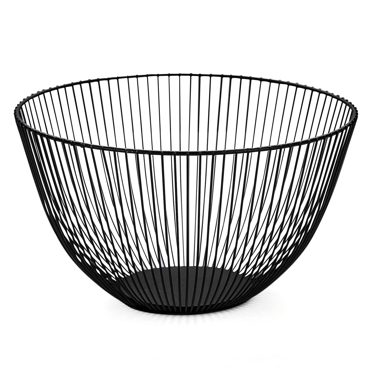 HOMQUEN Fruit Basket, Fruit Bowl, Metal Wire Fruit Basket for kitchen, Fruit Bowl for Kitchen Counter, Basket for Fruits, Vegetables, Breads, Snacks, Kitchen Gadgets (Round Tall, Black)