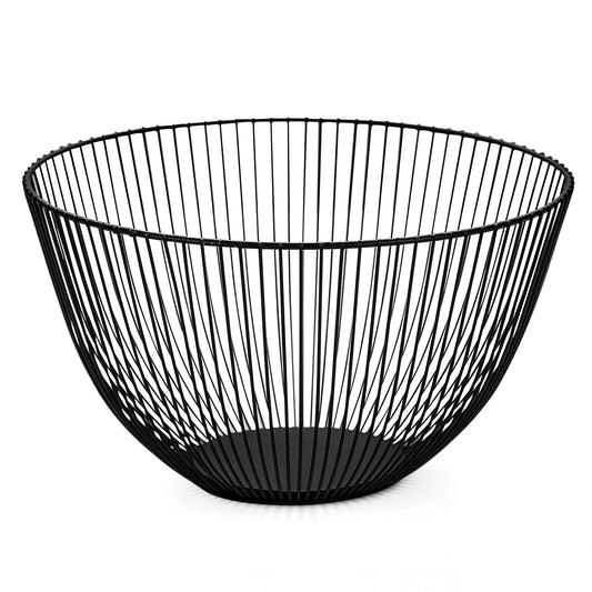 HOMQUEN Fruit Basket, Fruit Bowl, Metal Wire Fruit Basket for kitchen, Fruit Bowl for Kitchen Counter, Basket for Fruits, Vegetables, Breads, Snacks, Kitchen Gadgets (Round Tall, Black)