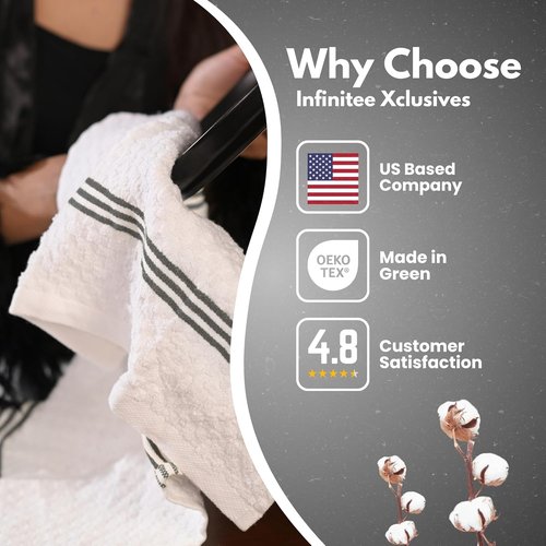 Infinitee Xclusives Premium Cotton Dish Cloths - Ultra Soft & Highly Absorbent | 12 x 12 Inches | Pack of 4 | Grey