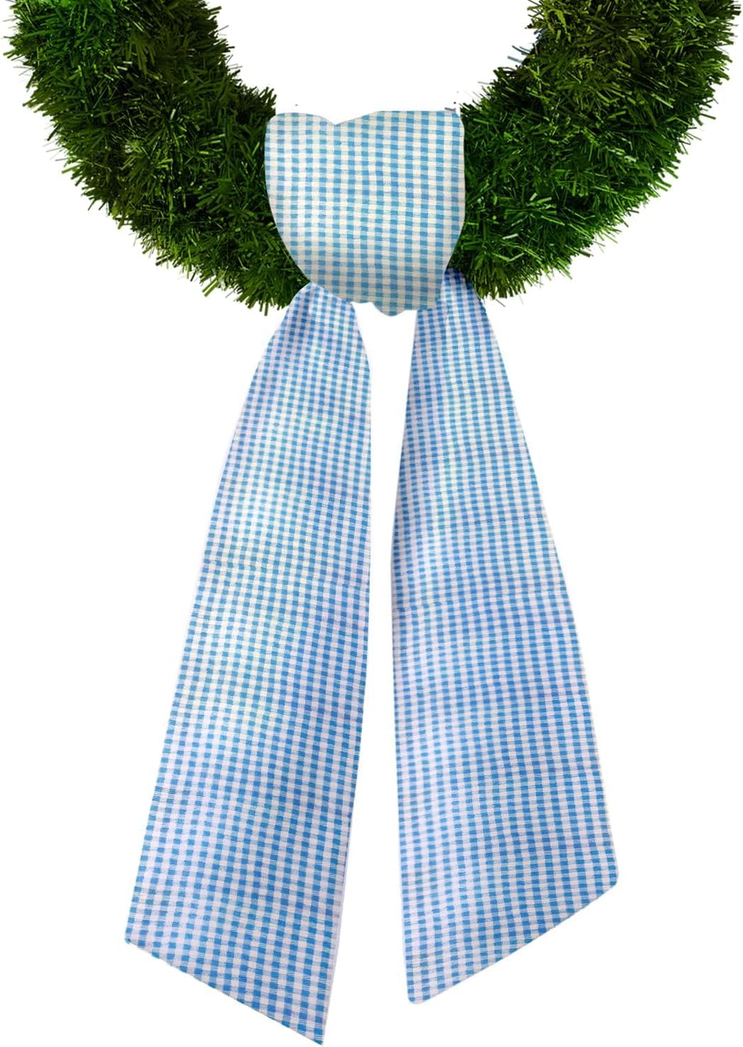 Skiennix Baby Shower Wreath Sash - Blue & White Seersucker Design for Front Door Decor