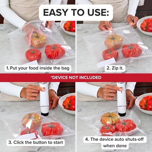 Chef Preserve Reusable Vacuum Sealer Bags - 30 Large BPA-Free Food Storage Bags (12 x 13 in) | Odor-Resistant & Leak-Proof