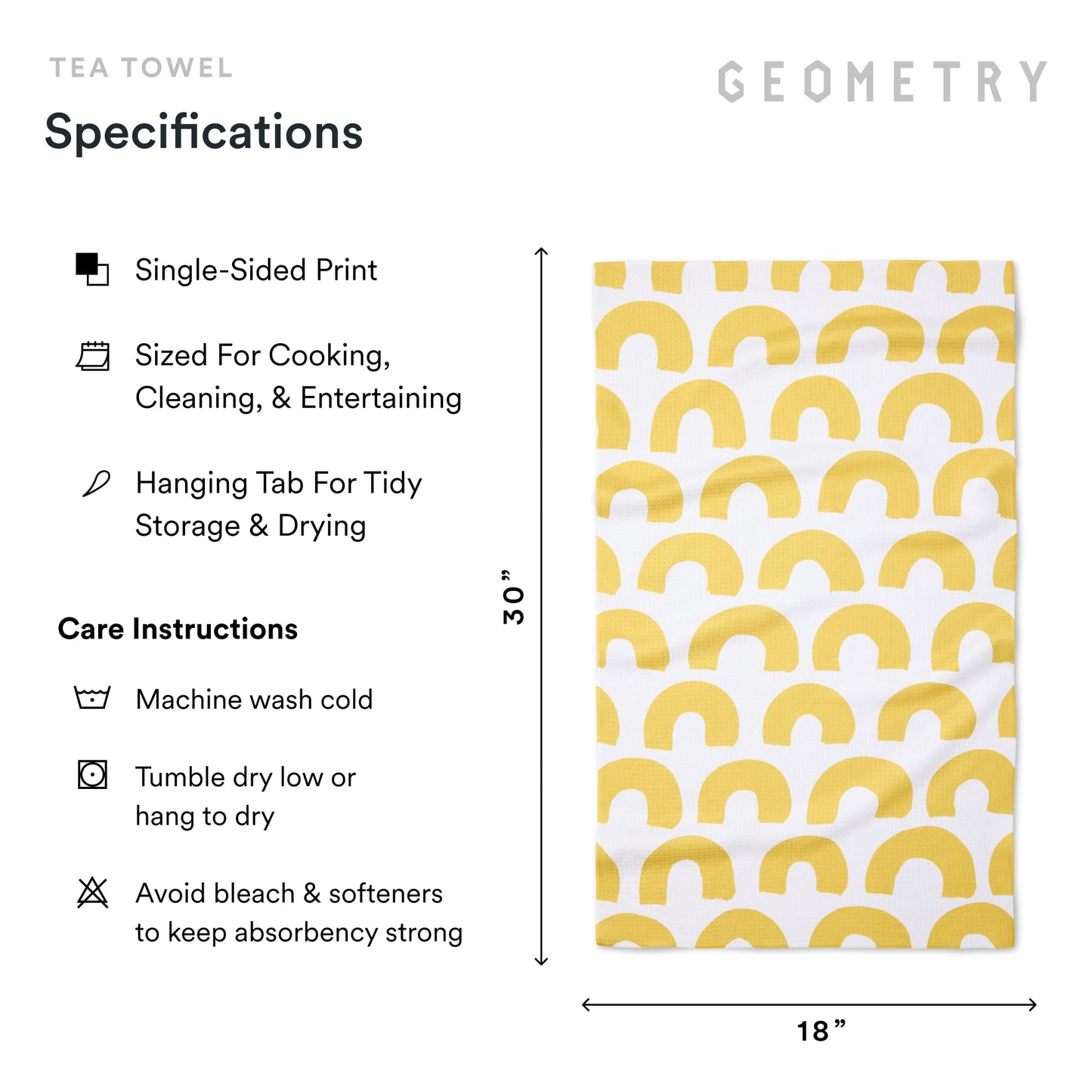 GEOMETRY Kitchen Tea Towels - Quick Dry Microfiber Dish Towels for Kitchen Sunny Hills, 18" x 30" 1 Pack