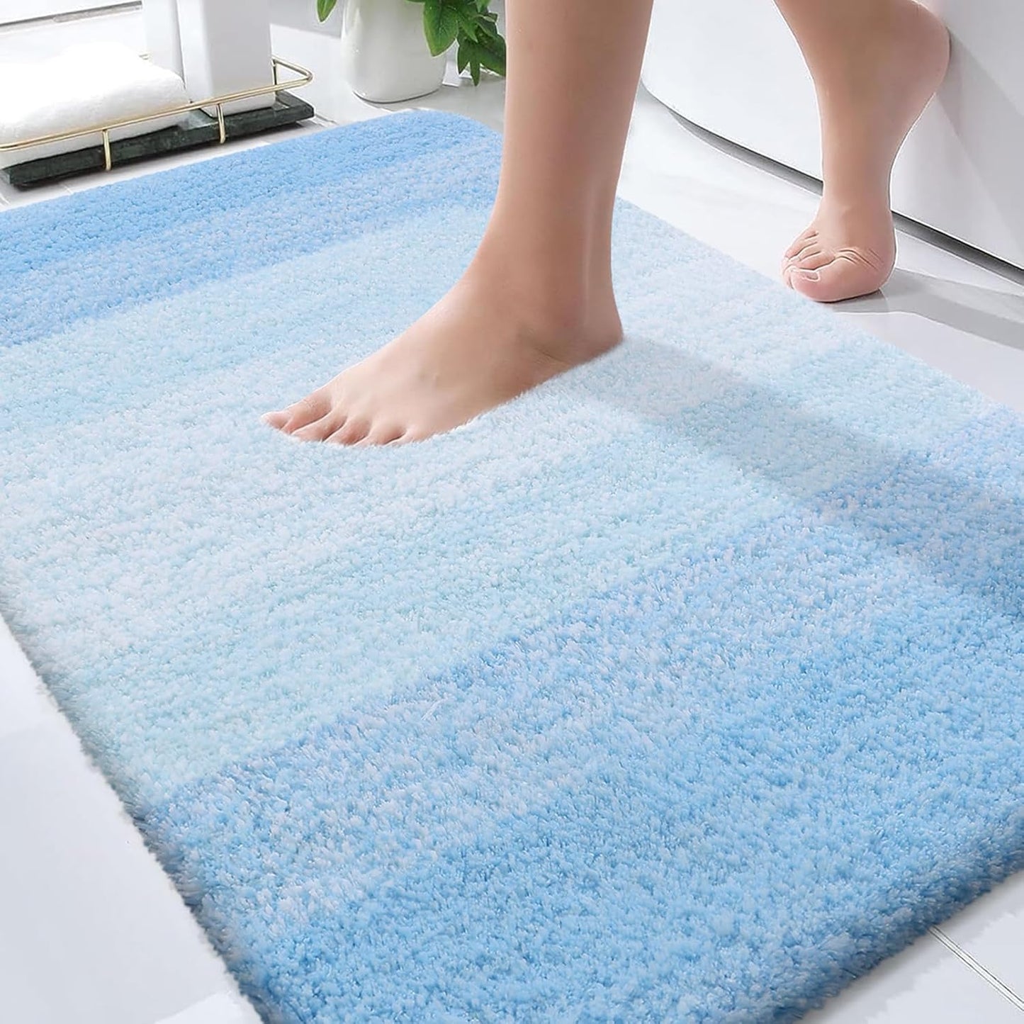 OLANLY Bathroom Rugs - Extra Soft Microfiber Mat | Quick-Dry, Machine Washable, 30x20, Sky Blue