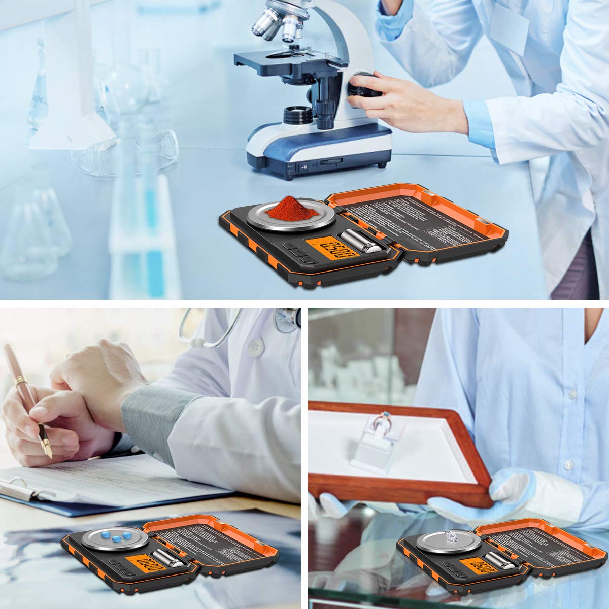 (Upgraded) Professional Digital Milligram Scale, 50g Max High Precision Pocket Sized Jewelry Scale, Electronic Smart Scale with 50g Calibration Weight (Battery/Tweezers Included)
