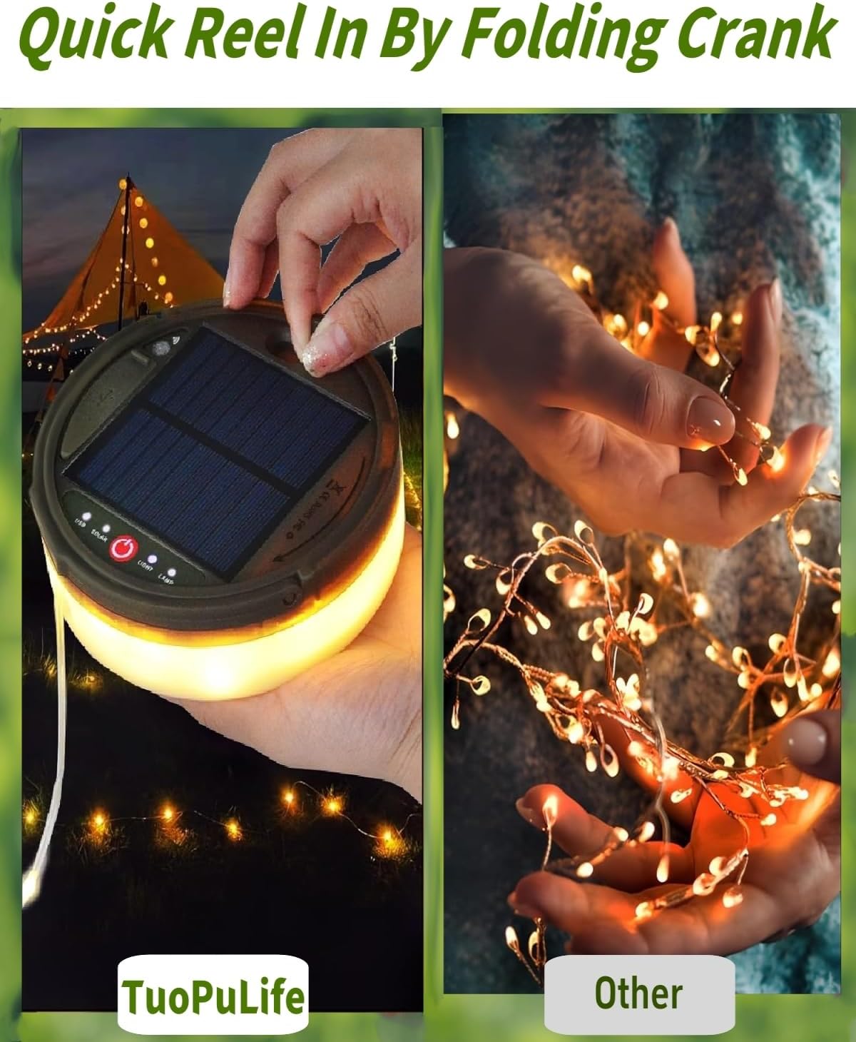 Skiennix Solar Camping String Lights - 39.4 FT Waterproof Fairy Lights with 8 Lighting Modes | Portable LED Lantern for Outdoor Parties