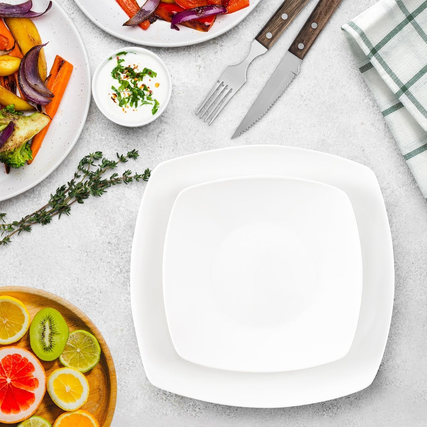 Zulay Kitchen 16-Piece Modern Porcelain Dinnerware Set - Chip & Scratch Resistant | Microwave & Dishwasher Safe, Pearl White