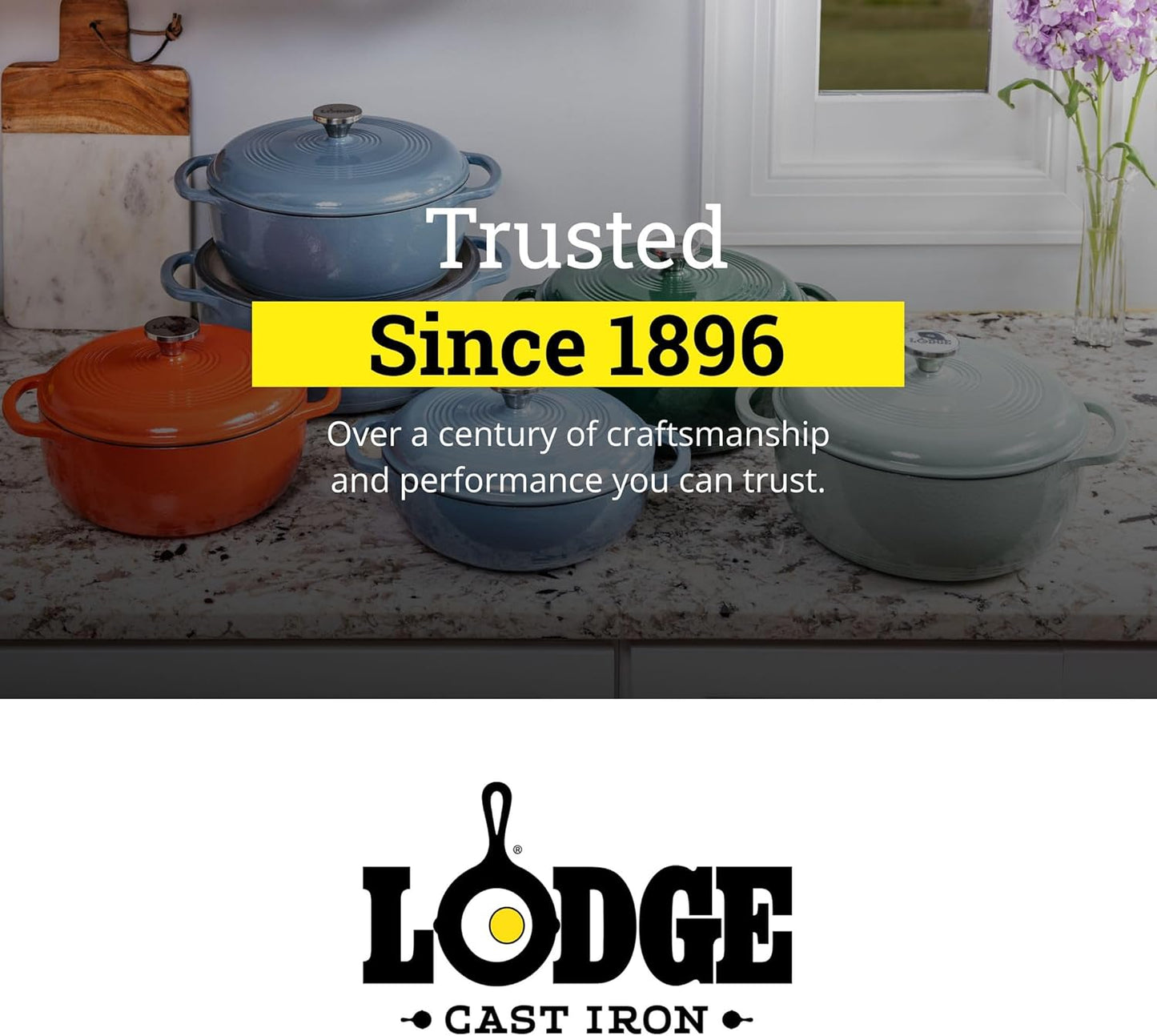 Lodge Essential Enamel Cast Iron Dutch Oven - 6 Quart Moisture-Sealing Lid & Dual Handles - Ideal for Baking & Slow Cooking - Sandalwood