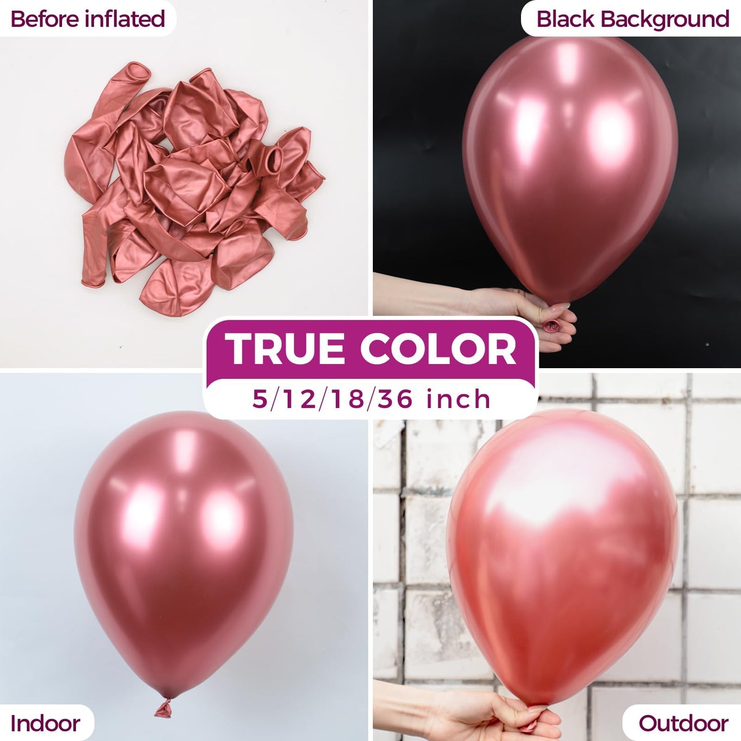 Bezente Metallic Red Latex Party Balloons - 100 Pack 12 inch Round Helium Chrome Red Balloons for Bachelorette Wedding Baby Shower Gender Reveal 1950s Party Decorations