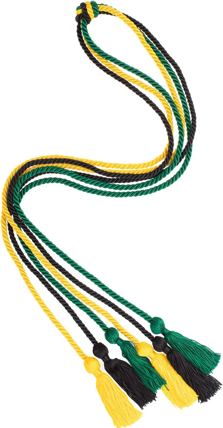 Whaline Graduation Honor Cords - 3Pcs Rayon Braided Cords with Tassels for Graduates | Black, Gold, Green