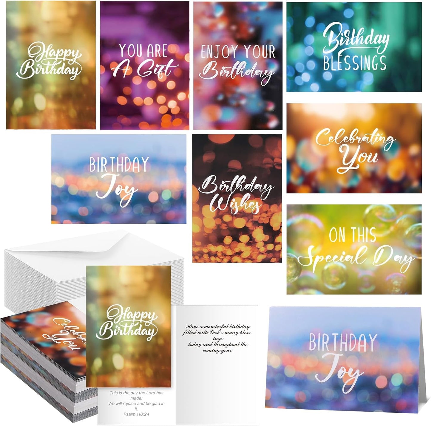 Zhanmai 80 Pack Christian Birthday Cards - Assorted Bible Verse Blessings | 4 x 6 Inch with Envelopes