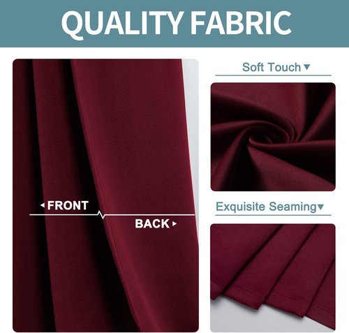 ChrisDowa Blackout Curtains - Thermal Insulated Room Darkening Panels, Burgundy Red, 42W x 84L (Set of 2)