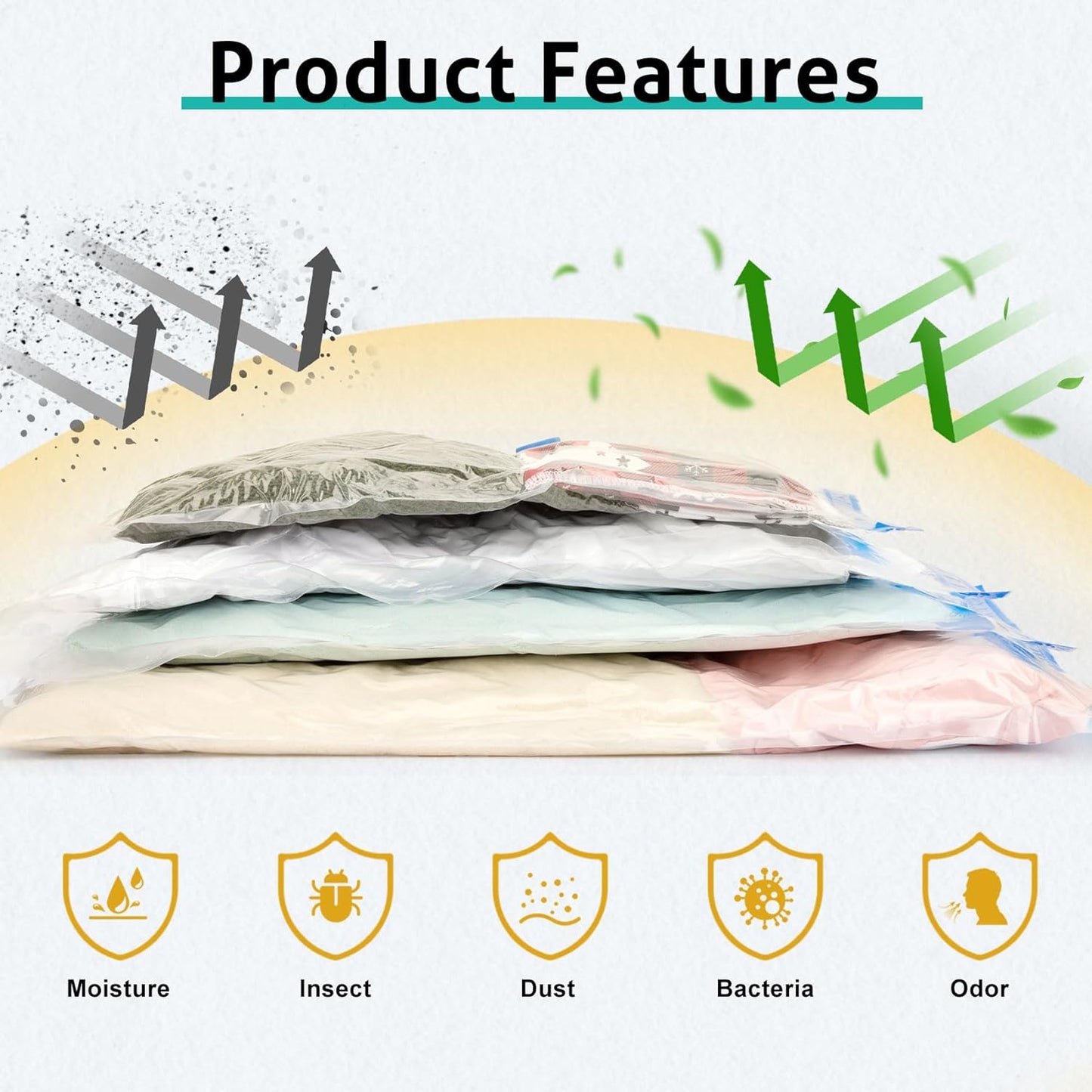 Skiennix Travel Vacuum Storage Bags - 8 Pack Portable Seal Bags for Clothing & Bedding - Space Saver for Luggage