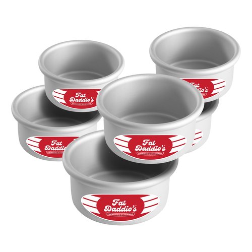 Fat Daddio's PRD-42CASE Anodized Aluminum Round Cake Pan, 4 x 2 inch, Set of 6