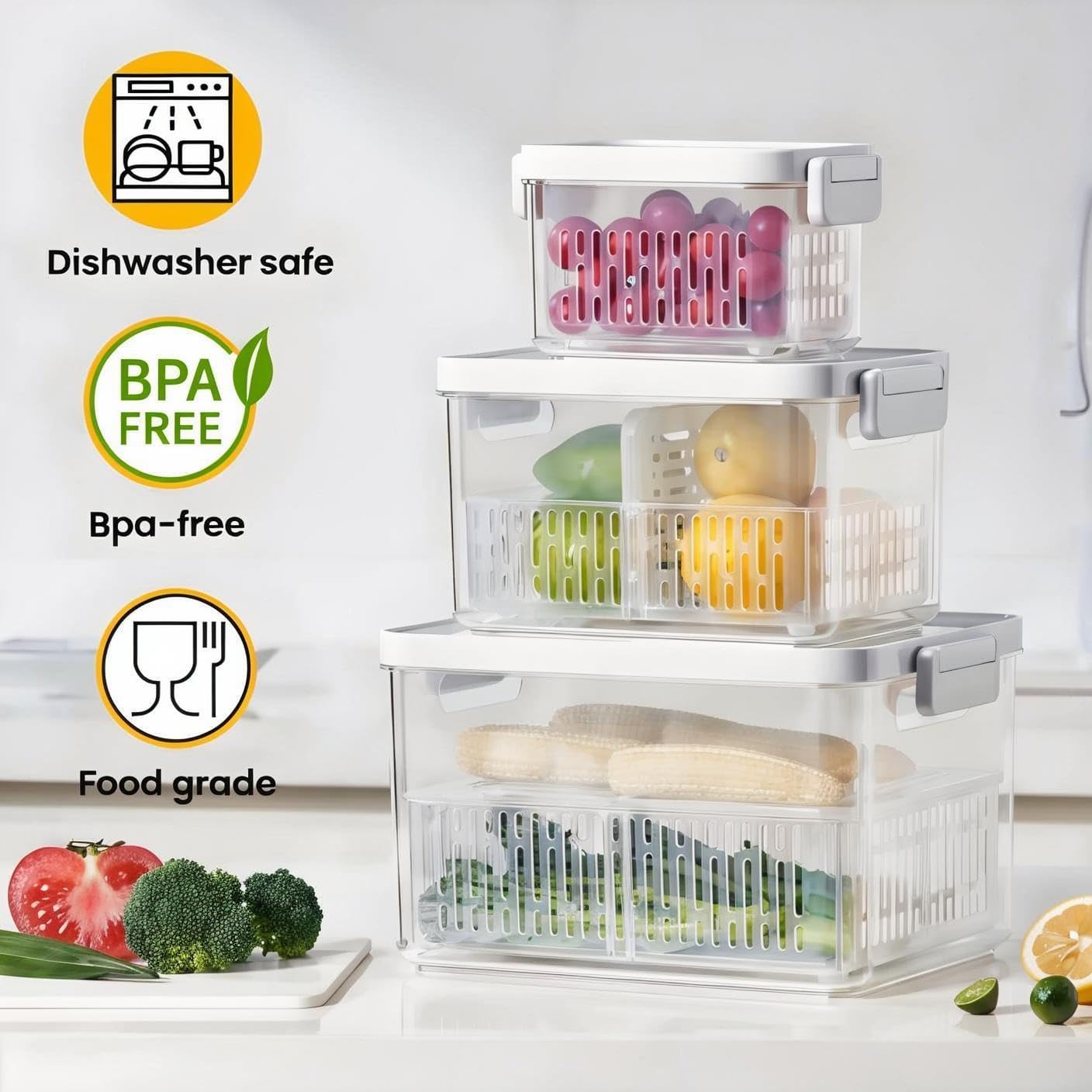 Vacane Berry Keeper - Dishwasher Safe Produce Saver | BPA-Free Clear Fruit Container, 3.8 Cup
